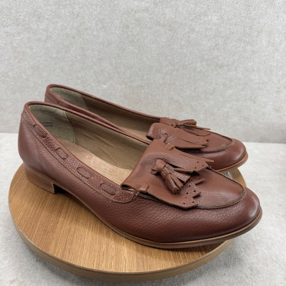 Evans Tassel Loafers Sz 10 Brown Extra Wide Leather Kiltie Flats Preppy Academia